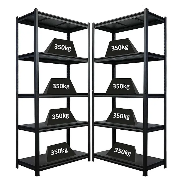 Mega Deal | 2x Schwerlastregal Thorin| HxBxT 180x90x40cm | Fachlast 350 kg | Schwarz - 