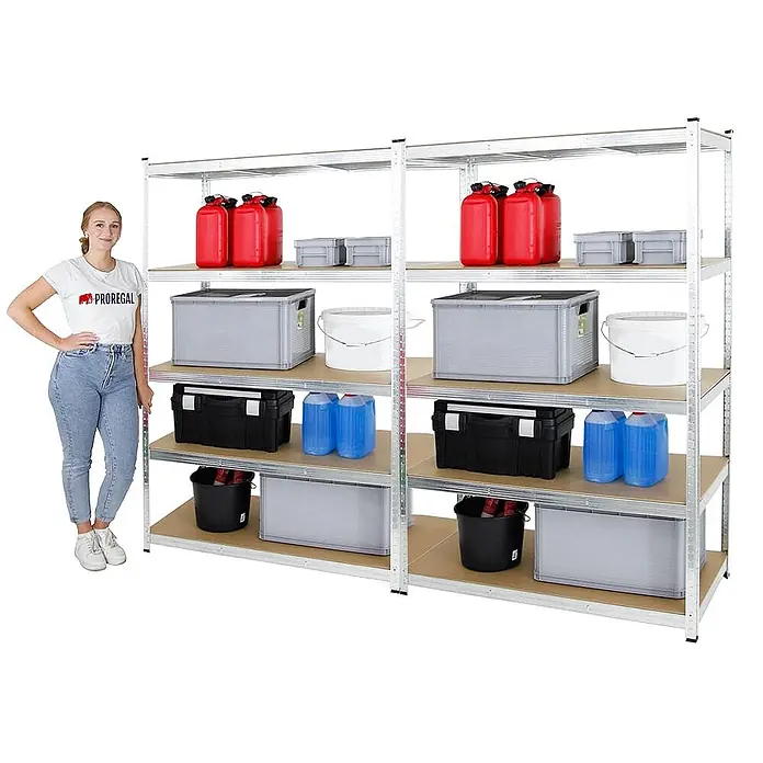 Mega Deal 2x Kellerregal GORILLA | HxBxT 180x120x60cm | Fachlast 175kg | Verzinkt | Garagenregal Schwerlastregal Werkstattregal Lagerregal Steckregal - 