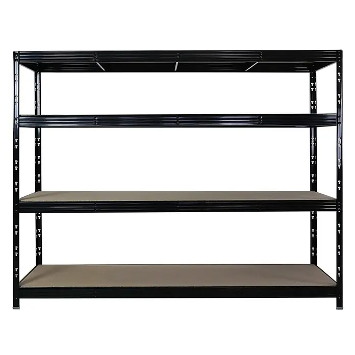 Mega Deal | 2x Profi Schwerlastregal Rhino | HxBxT 180x240x60cm | 4 Spanplatten-Ebenen 8mm | Fachlast 450kg | Schwarz - 