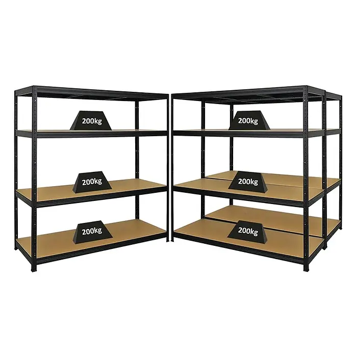Mega Deal | 3x Schwerlastregal Giant Elephant | HxBxT 160x150x60cm | Fachlast 200kg | Schwarz - 