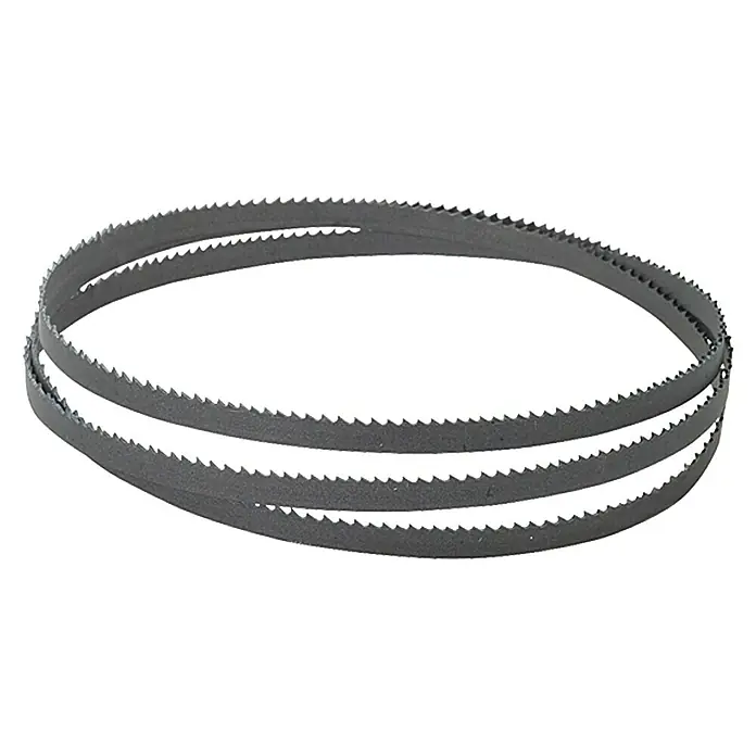 Proxxon Hoja de sierra de cinta N.º 28176 - Largo: 1.065 mm, Espesor: 0,4 mm, Apto para: Madera dura - En la imagen se muestra una hoja de sierra de cinta, una herramienta para cortar madera y otros materiales.