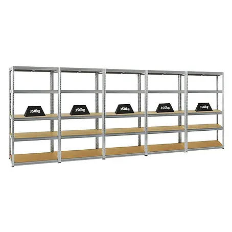 MegaDeal 5xSchwerlastregal Slim Elephant S 180x90x45 5 Böden 350kg Verzinkt