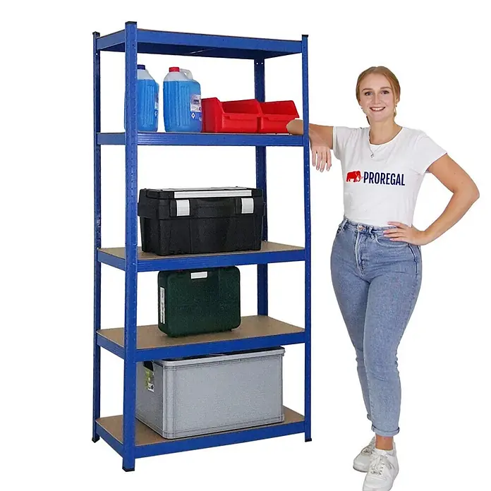 Mega Deal | 3x Schwerlastregal Ragnar | HxBxT 180x90x40cm | 5 MDF-Platten-Ebenen | Fachlast 175kg | Blau - 