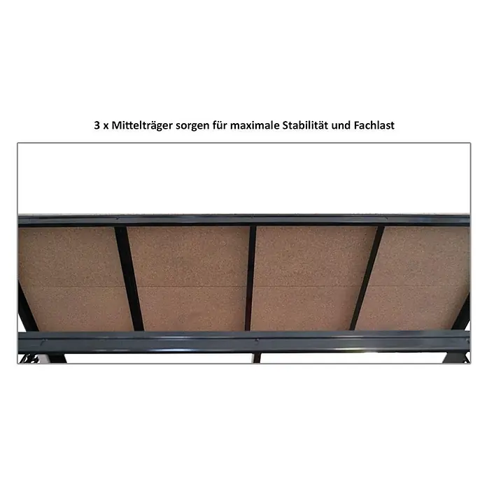 Profi Schwerlastregal BISON | HxBxT 200x200x60cm | 5 Spanplatten-Ebenen 15mm | Fachlast 600kg | Schwarz - 