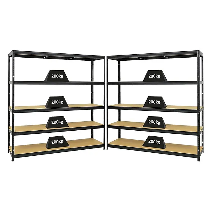 Mega Deal | 2x Schwerlastregal Giant Elephant | HxBxT 180x180x45cm | Fachlast 200kg | Schwarz - 