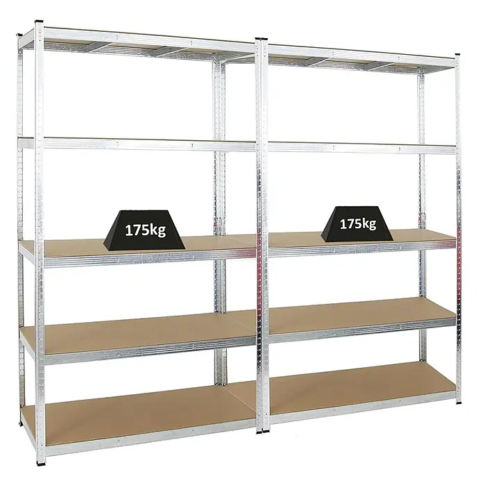 Mega Deal 2x Kellerregal GORILLA | HxBxT 200x120x50cm | Fachlast 175kg | Verzinkt | Garagenregal Schwerlastregal Werkstattregal Lagerregal Steckregal - 