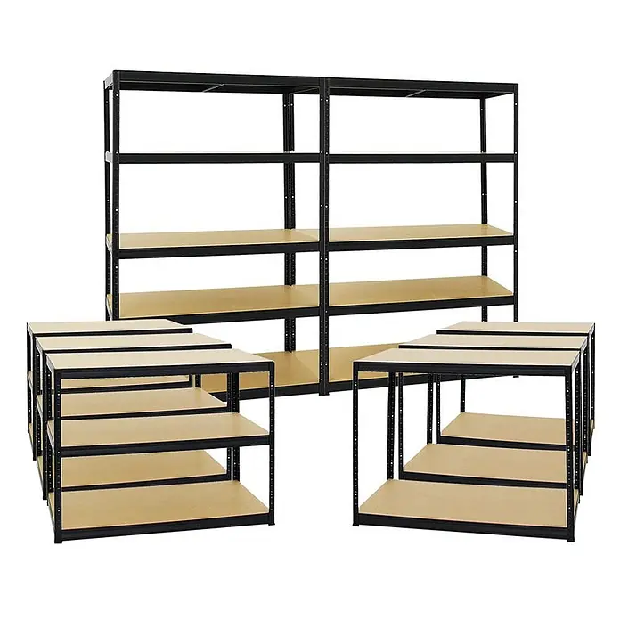 Mega Deal | 5x Schwerlastregal Big Elephant M | HxBxT 180x120x60 cm | Fachlast 250kg | Schwarz - 