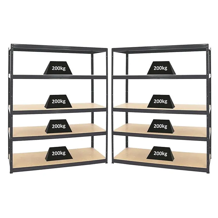 Mega Deal | 2x Schwerlastregal Giant Elephant | HxBxT 180x150x60 cm |  Fachlast 200kg | Schwarz - 