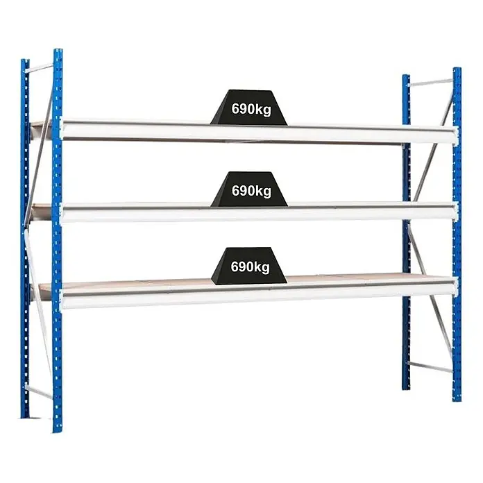 Proregal Schwerlastregal Weitspannregal MAXIMUS Pro - H x B x T: 200 x 200 x 60 cm, Traglast pro Boden: 690 kg, Anzahl Böden: 3 Stk., Stecken, Lichtblau/Lichtgrau