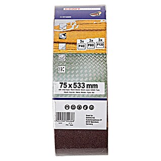 Craftomat Sparpack Gewebe-Schleifband (75 x 533 mm, 9 -tlg.)