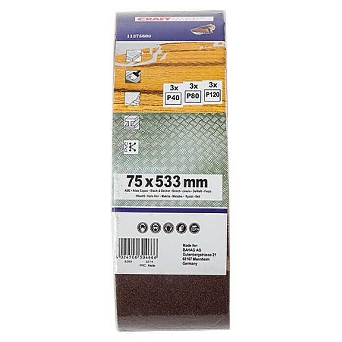 Craftomat Sparpack Gewebe-Schleifband75 x 533 mm, 9 -tlg. Unknown