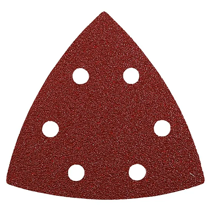 Craftomat Delta-Haftschleifscheiben Sparpack - 95 x 95 mm, Körnung: 40, 25 -tlg. - Dreieckiges Schleifpapier mit Löchern. Ideal zum Schleifen von Holz und anderen Materialien mit einem Deltaschleifer.