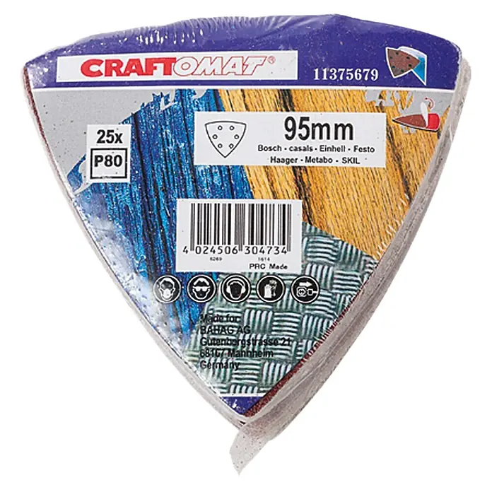 Craftomat Delta-Haftschleifscheiben Sparpack - 95 x 95 mm, Körnung: 80, 25 -tlg. - Ansicht von oben
