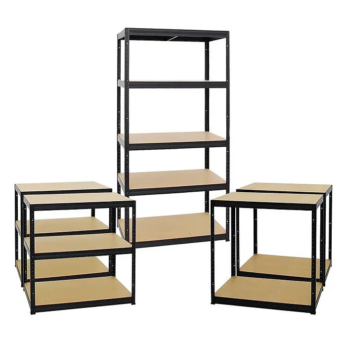 Mega Deal | 3x Schwerlastregal Slim Elephant M | HxBxT 180x90x60 cm | 5 Ebenen | Fachlast 350 kg | Schwarz - 