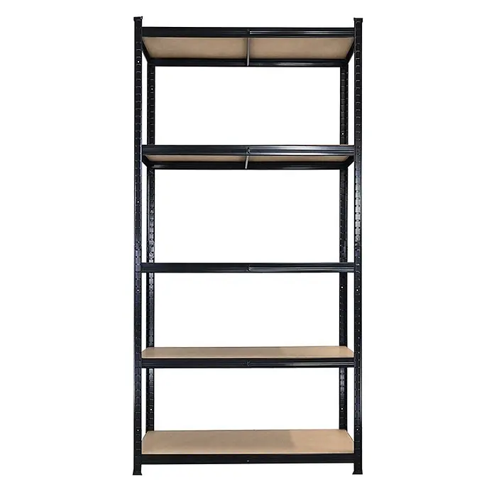 Schwerlastregal Giant Ragnar 200x100x50cm 5 MDF-Ebenen 175kg Schwarz -  - Schwarzes Metallregal mit fünf verstellbaren Holzablagen.