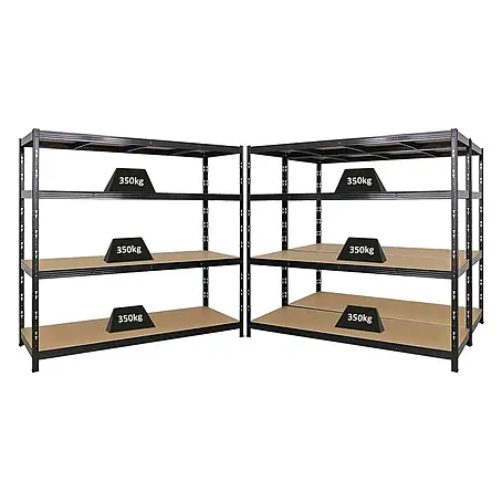 Mega Deal | 3x Profi Schwerlastregal GOLIATH | HxBxT 180x200x60cm | Fachlast 350kg | Schwarz
