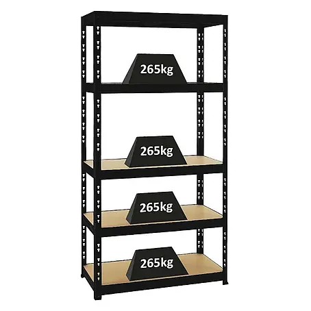 Schwerlastregal Tiger | HxBxT 180x90x45cm |  Fachlast 265kg | Schwarz