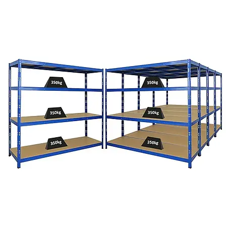 Mega Deal | 5x Profi Schwerlastregal GOLIATH | HxBxT 180x200x60cm | Fachlast 350kg | Blau