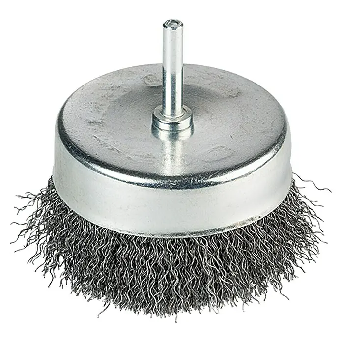 Craftomat Topf-Drahtbürste - Passend für: Bohrfutter, Durchmesser: 80 mm, Gewellt - Drahtbürstenaufsatz: Robuster Bürstenaufsatz mit Drahtborsten für Bohrmaschinen und Schleifarbeiten.