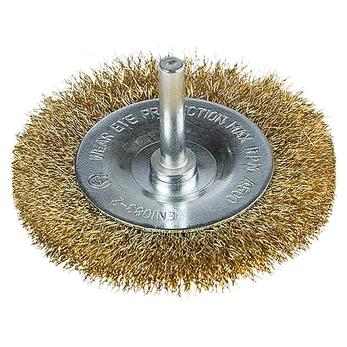 Craftomat Scheiben-Drahtbürste - Passend für: Bohrfutter, Durchmesser: 75 mm, Messing - Ansicht von oben