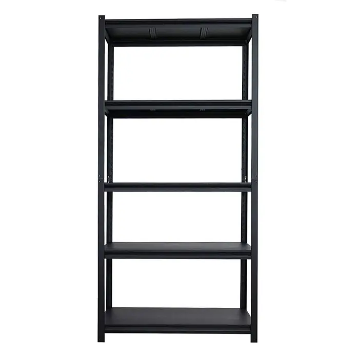 Schwerlastregal Thorin | HxBxT 180x90x40cm | 5 Stahlplatten-Ebenen | Fachlast 350 kg | Schwarz -  - Schwarzes Metallregal mit 5 Ebenen, Industriestil, für Lagerung geeignet.