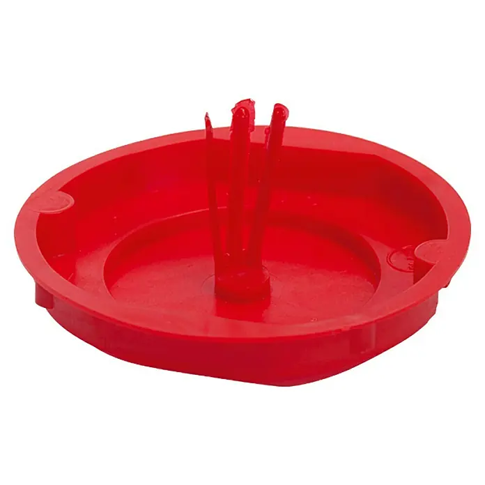 Signaldeckel Groß - Durchmesser: 70 mm, Kunststoff, 1 Stk. - Roter Kerzenhalter mit drei Kerzenstiften in der Mitte, ideal für festliche Anlässe oder gemütliche Abende. Ein praktisches Accessoire für jede Tischdekoration.