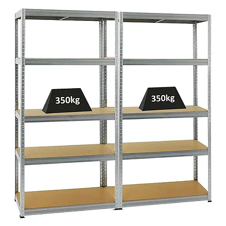 MegaDeal 2xSchwerlastregal Slim Elephant M 180x90x60 5 Böden 350kg Verzinkt