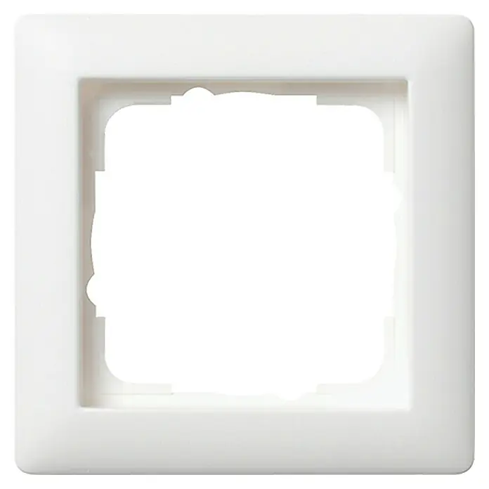 Gira Standard 55 Abdeckrahmen 021104 - Reinweiß seidenmatt, 1-fach, Kunststoff, Vertikal - Weiße Abdeckplatte für einen Lichtschalter. Die Blende ist quadratisch mit abgerundeten Ecken und passt zu modernen Inneneinrichtungen.