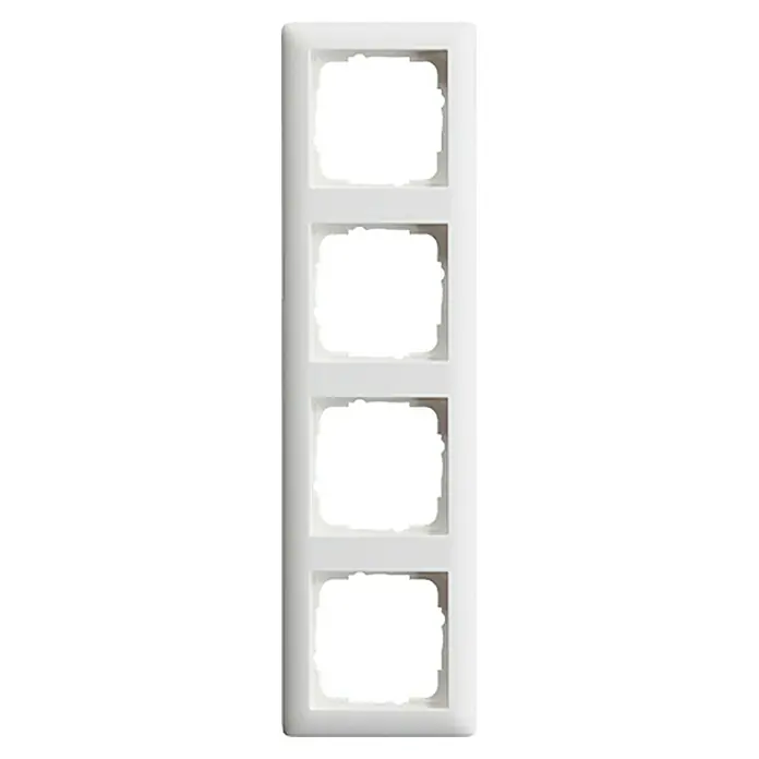 Gira Standard 55 Abdeckrahmen 021404 - Reinweiß seidenmatt, 4-fach, Kunststoff, Vertikal - Weiße 4-fach-Abdeckplatte für Schalter und Steckdosen. Einbaurahmen für Elektroinstallationen für senkrechte Montage.