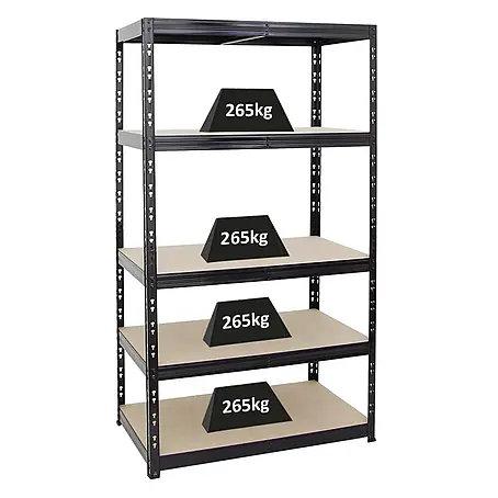 Schwerlastregal Tiger | HxBxT 180x100x60cm |  Fachlast 265kg | Schwarz