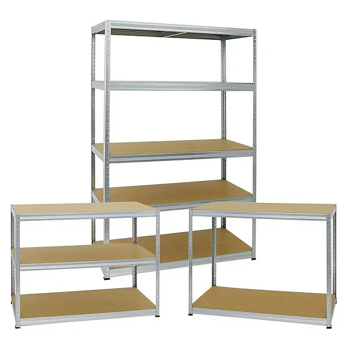 Mega Deal | 2x Schwerlastregal Big Elephant M | HxBxT 180x120x60 cm | Fachlast 250kg | Verzinkt -  - Vielseitige Metallregale mit Holzablagen, als hohe Regale oder niedrigere Werkbänke konfigurierbar.