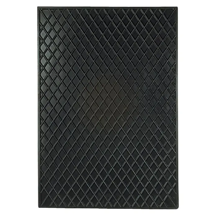 UniTEC Fußmatte - 42 x 29 cm - Schwarze Gummimatte mit Rautenmuster. Die strapazierfähige Matte bietet Rutschfestigkeit und eignet sich ideal für Werkstätten oder Garagen.