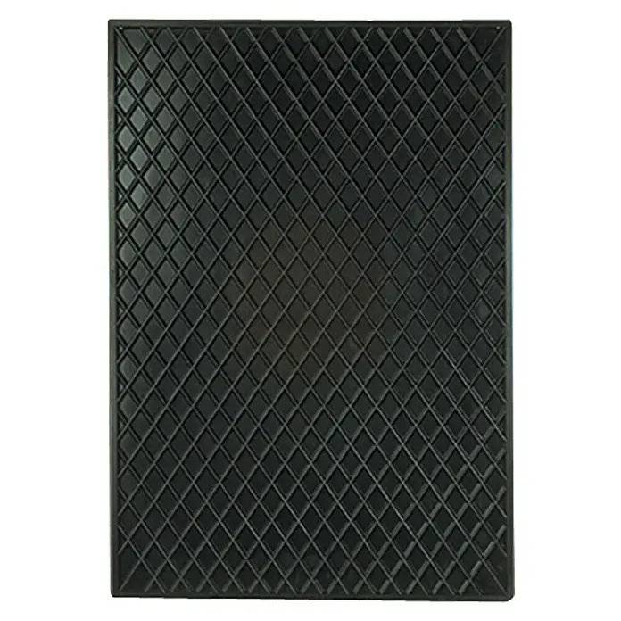 UniTEC Fußmatte - 42 x 29 cm - Schwarze Gummimatte mit Rautenmuster. Die strapazierfähige Matte bietet Rutschfestigkeit und eignet sich ideal für Werkstätten oder Garagen.