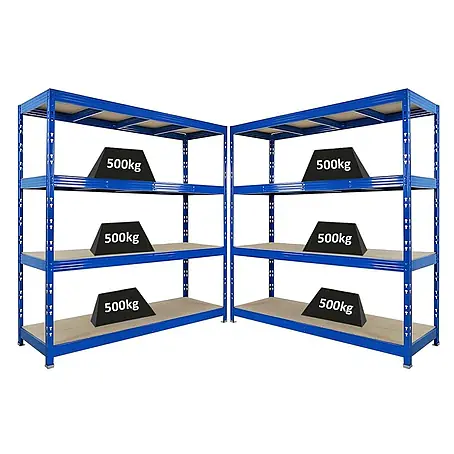 Set Deal 2x Profi Schwerlastregal Rhino 200x200x60cm 4 Böden 500kg Blau