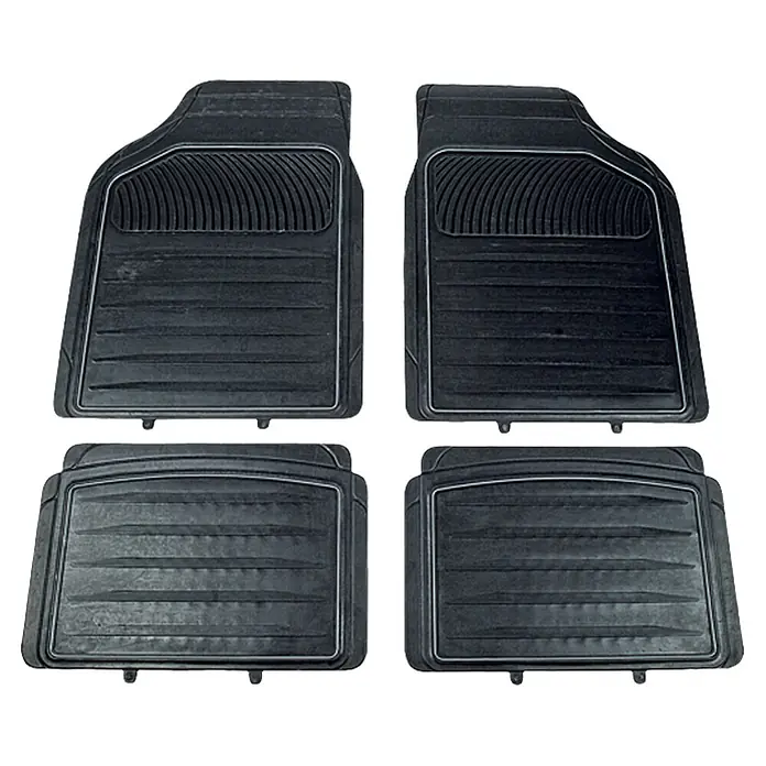 UniTEC Kfz-Fußmattenset - 4 -tlg., Schwarz - Schwarze Gummifußmatten für Autos, ein praktisches Set für den Schutz des Fahrzeuginnenraums vor Schmutz und Abnutzung.