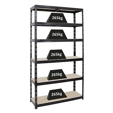 Schwerlastregal Giant Tiger XL HxBxT 220x120x40cm 265kg 6-Ebenen Schwarz