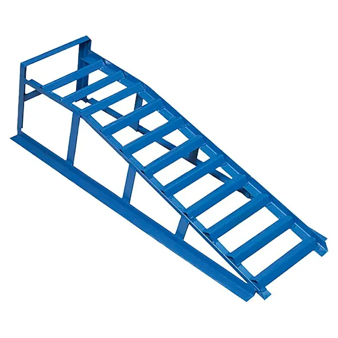 UniTEC Auffahrrampe - Reifenbreite bis 195 mm - Blaue Kfz-Auffahrrampe aus Stahl für Wartungsarbeiten und Reparaturen am Fahrzeug. Robuste Konstruktion für sicheres Arbeiten.