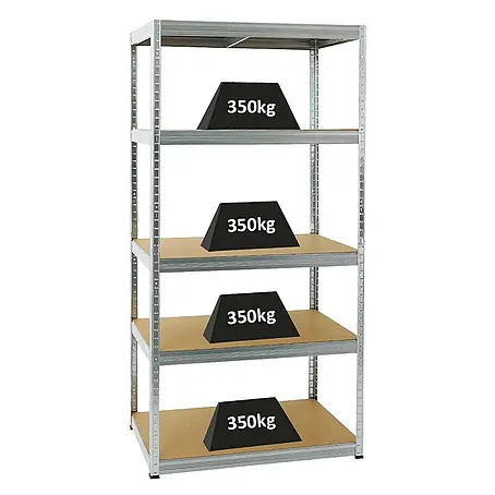 Schwerlastregal Slim Elephant M | HxBxT 180x90x60 cm | 5 Ebenen | Fachlast 350 kg | Verzinkt