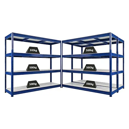 MegaDeal 3x Schwerlastregal DINO 180x200x60cm 4 Böden 500kg Blau