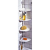 Wenko Teleskopski kutni stalak za kupaonsku galanteriju Compact (56 cm - 275 cm, 4 police, Bijelo)