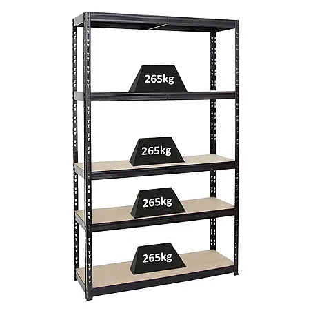 Schwerlastregal Giant Tiger 200x120x40cm Fachlast 265kg 5 Ebenen Schwarz