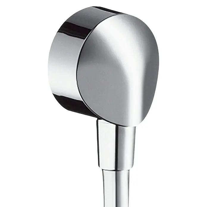 Hansgrohe Brauseanschluss Fixfit E - ½″, Chrom - Bild eines verchromten Duschkopfs mit modernem, minimalistischem Design für ein stilvolles Badezimmer.
