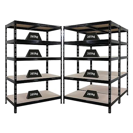 Mega Deal | 3x Schwerlastregal Tiger | HxBxT 180x120x60cm | Fachlast 265kg | Schwarz