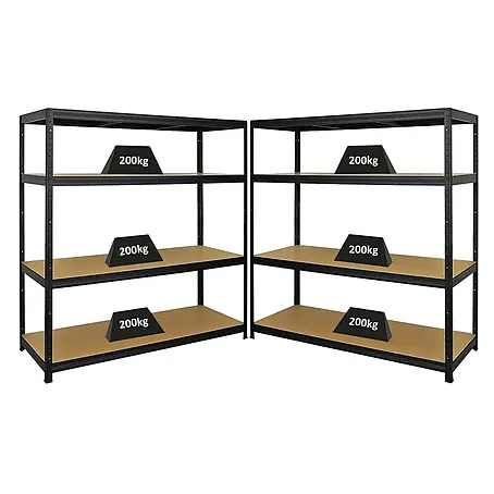 Mega Deal | 2x Schwerlastregal Giant Elephant | HxBxT 160x150x60cm | Fachlast 200kg | Schwarz