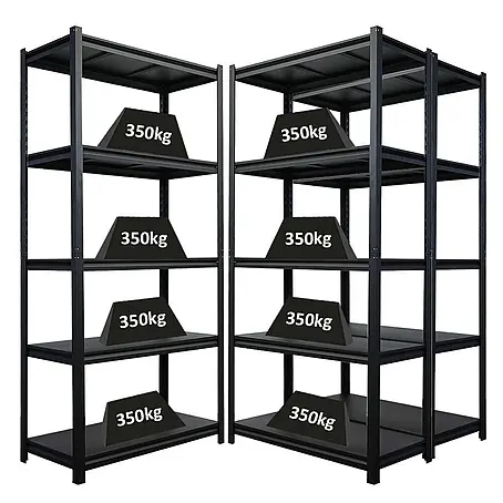 Mega Deal | 3x Schwerlastregal Thorin| HxBxT 180x90x40cm | Fachlast 350 kg | Schwarz