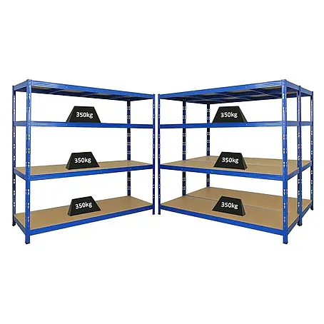 Mega Deal | 3x Profi Schwerlastregal GOLIATH | HxBxT 180x200x60cm | Fachlast 350kg | Blau