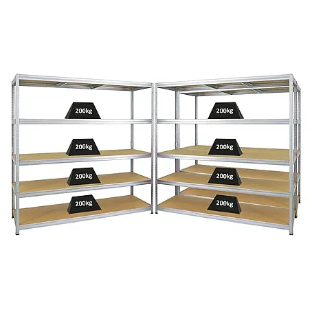 Mega Deal | 3x Schwerlastregal Giant Elephant | HxBxT 180x180x60cm | Fachlast 200kg | Verzinkt