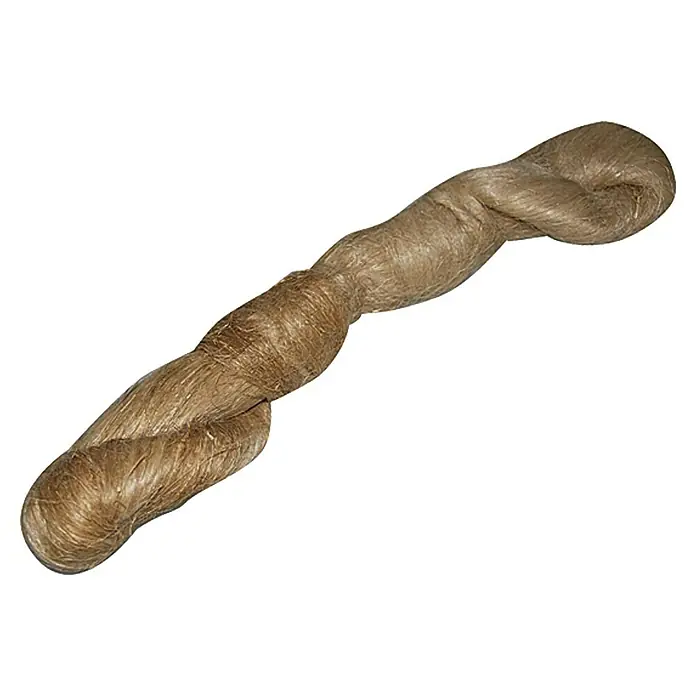 Dichtungshanf - 200 g - Nahaufnahme eines gewundenen Strangs goldbrauner Jute, ideal für Bastelprojekte und natürliche Textilherstellung.