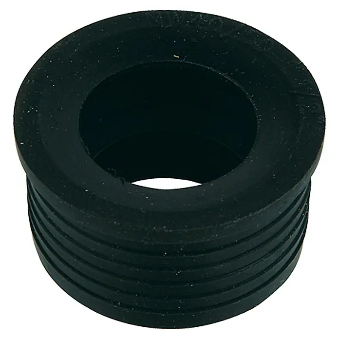 Gumminippel - Außendurchmesser: 58 mm, Innendurchmesser: 34 mm, Nennweite: 40/50 - Schwarze Gummitülle mit gerilltem Schaft für dichte Verbindungen und sicheren Halt. Ideal für Sanitäranwendungen.