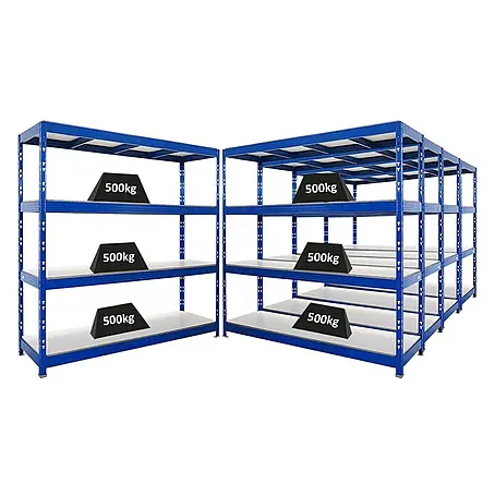 Set Deal 5x Profi Schwerlastregal Rhino 200x200x60cm 4 Böden 500kg Blau